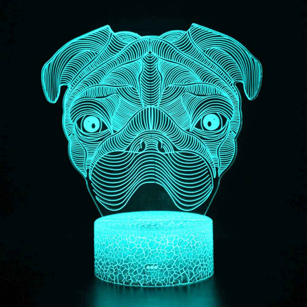 Nighdn Puppy Dog Head Figure 3D Lamp Optical Night Light 7 Colors Changing LED Illusion Lamps Gifts for Girls Kids Baby Boys