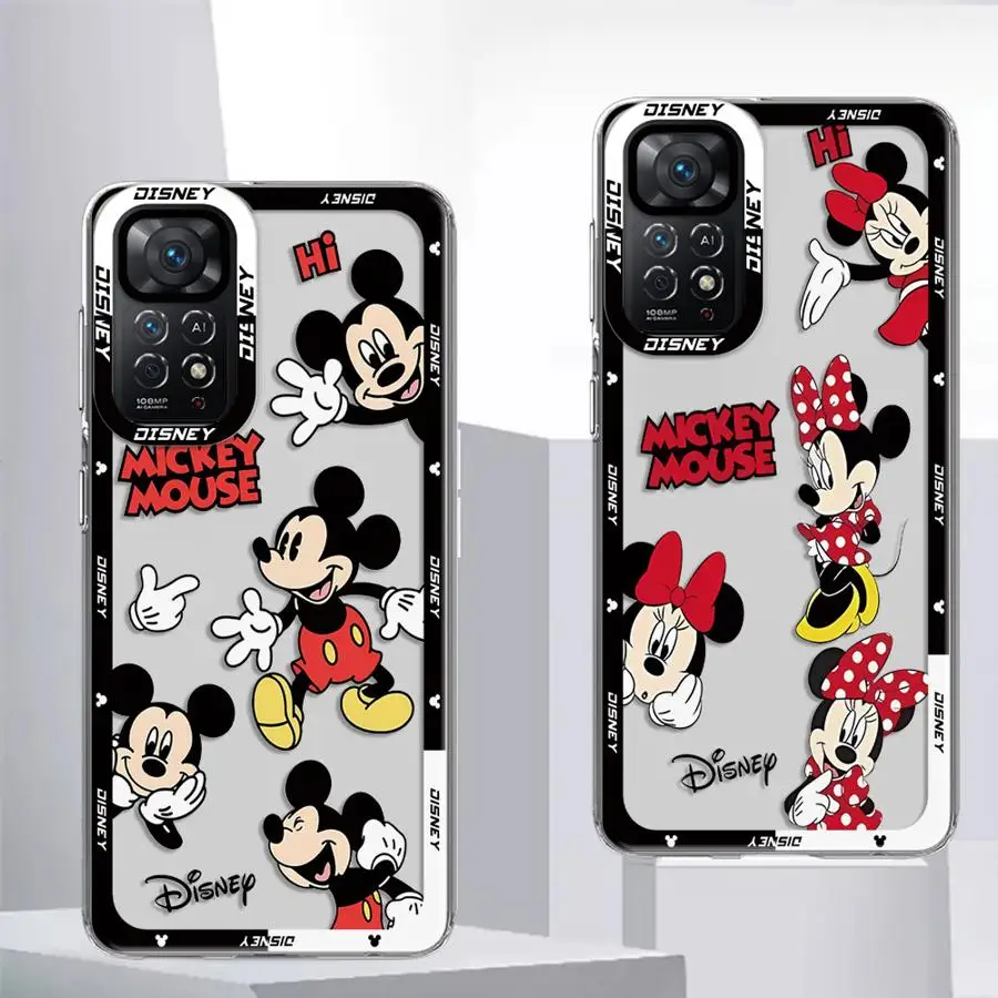 Disney Cute Mickey Minnie Mouse Phone Case for Xiaomi Redmi Note 11 12 Pro Plus 10 9T 10T 11S 8 Pro 5G 9 Note 12s Clear Soft