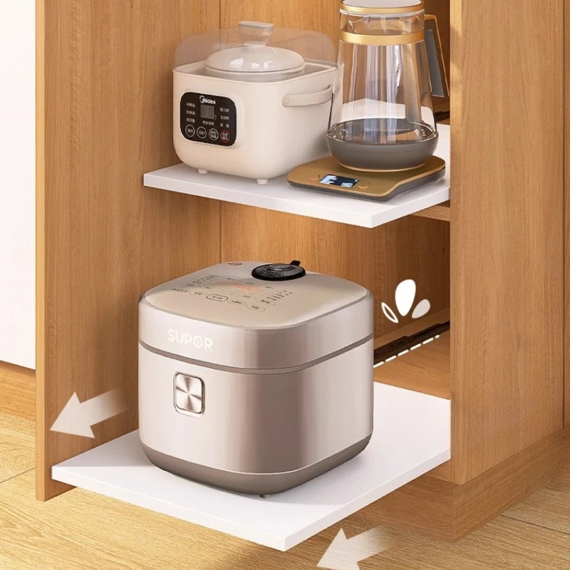 

Slide Out Rice Cooker Shelf,Pull Out Countertop Organizer Tray,Microwave Oven Stand with Storage,Cabinet Mounted Drawer Dish