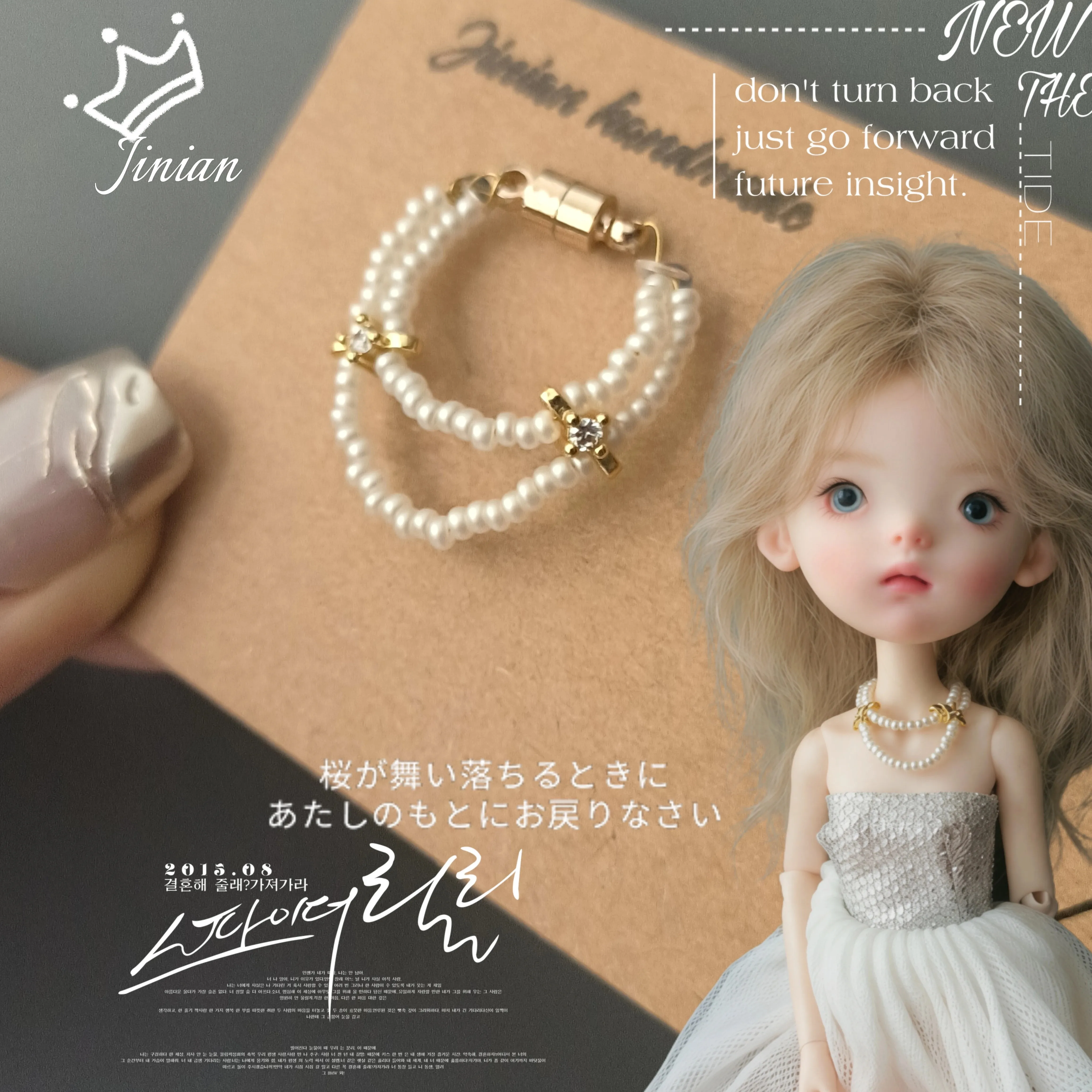 1/6 Azone Doll Jewellery Accessories French Elegant Double Layer Pearl & Diamond Necklace For OB22 OB24 Azone Blythe /BJD Doll