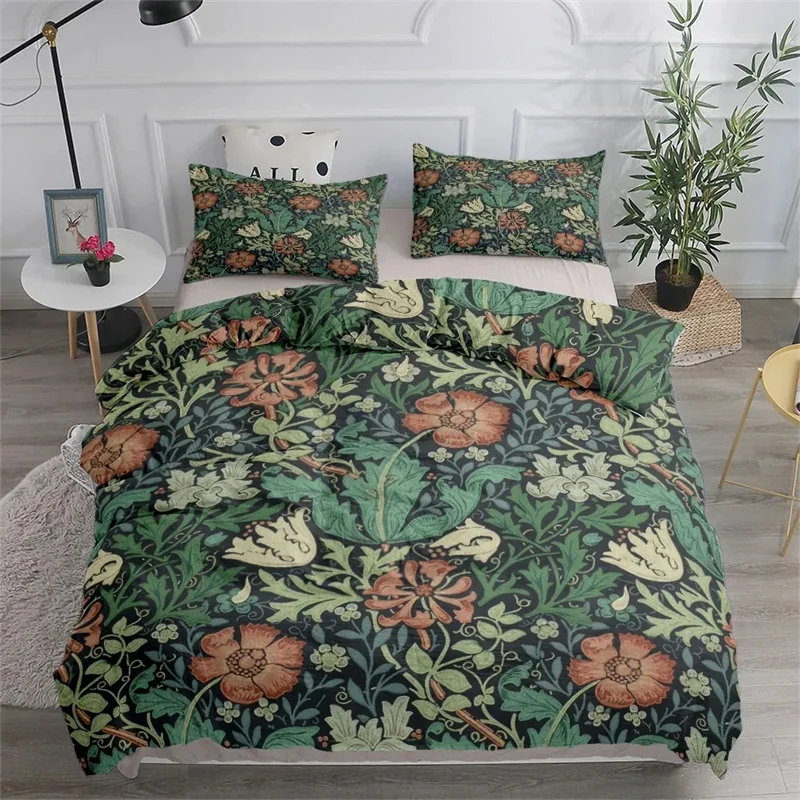 William Morris Neoclassical Floral And Birds Duvet Cover Set EU Single Double King US Twin Full Queen Size Bed Linen Set