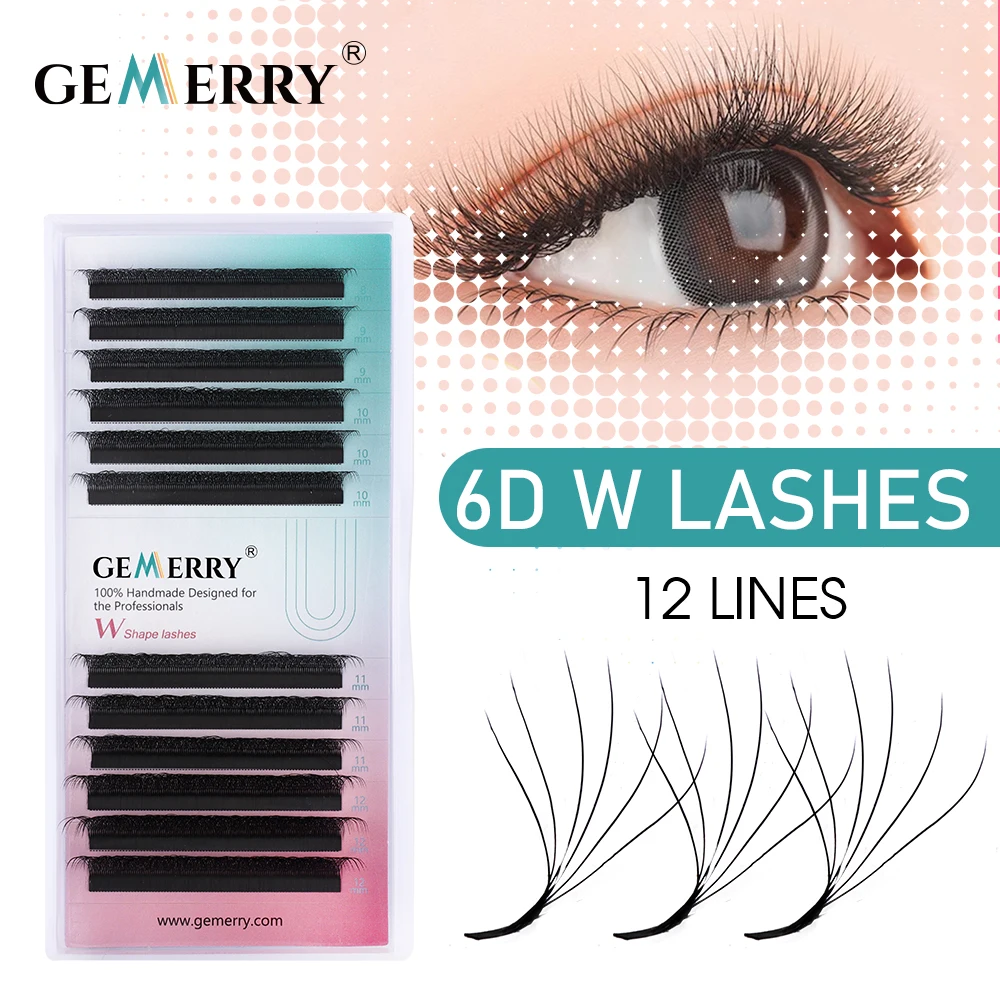 Gemerry Real 6D 7D 8D W Shape Eyelash Extension Premade Volume Fans W Style Shaped Lashes Natural Makeup Supplies Fake Lash