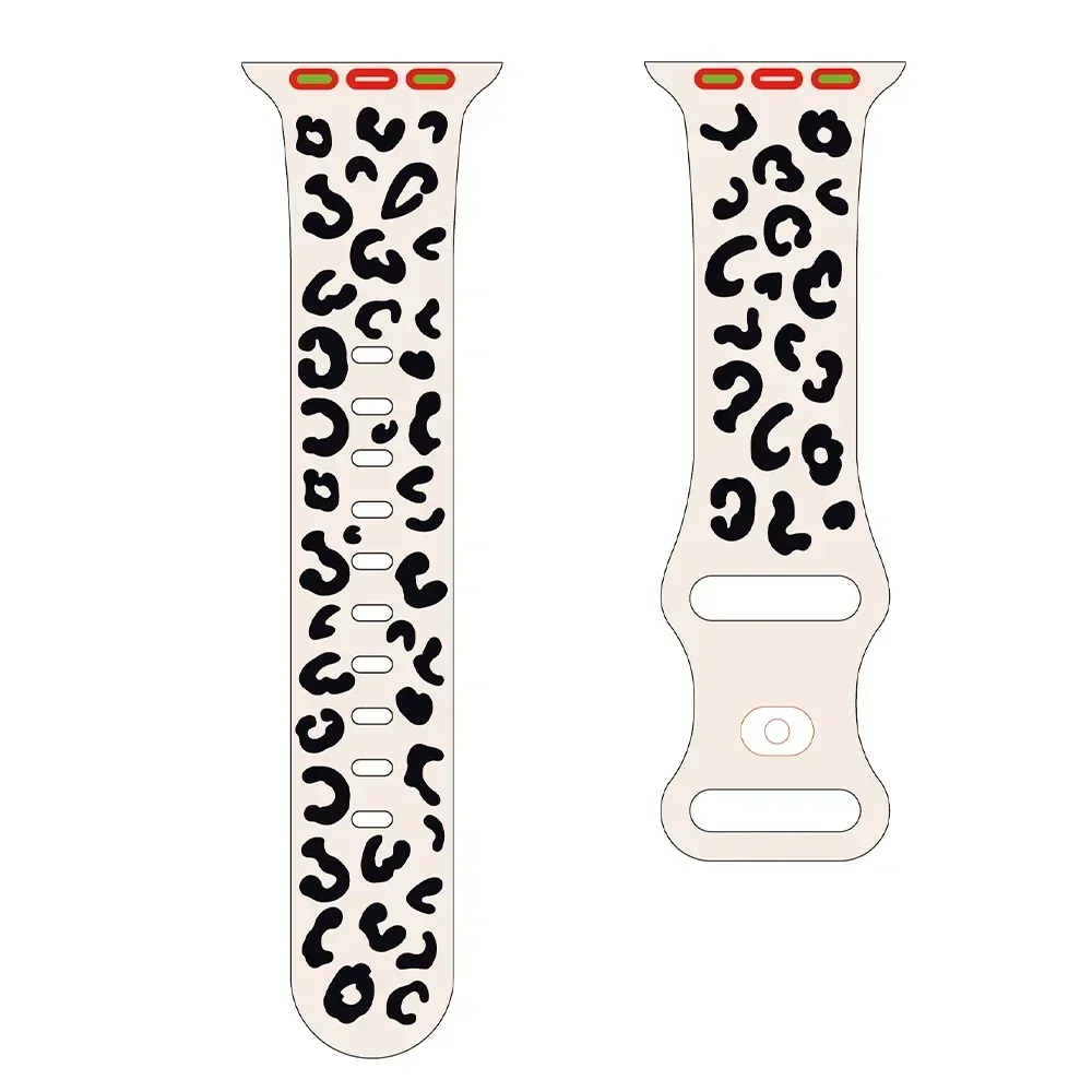 Leopard Printed Strap For Apple Watch 38mm 40 41mm 42mm 44mm 45mm 49 Soft Silicone Watch Band For iWatch 6 5 4 3 Se 7 8 Correa