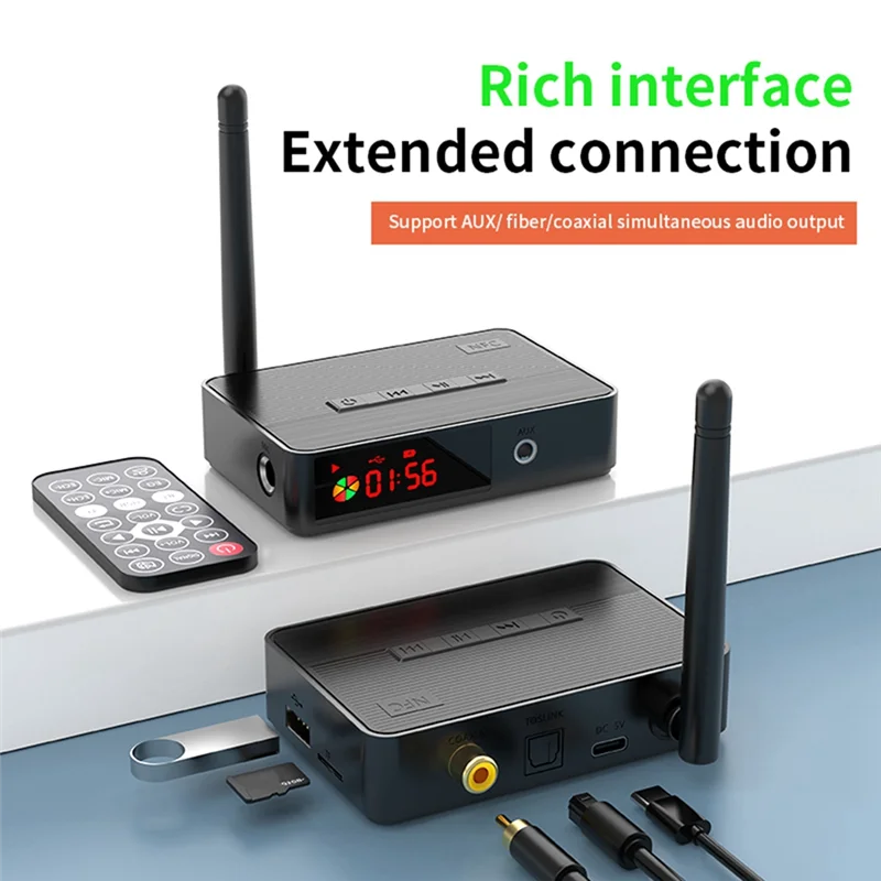 

Bluetooth 5.3 Receive Transmitter Adapter HIFI Sound Quality NFC Remote Control Stereo AUX Coaxial Fiber Optic Adapter