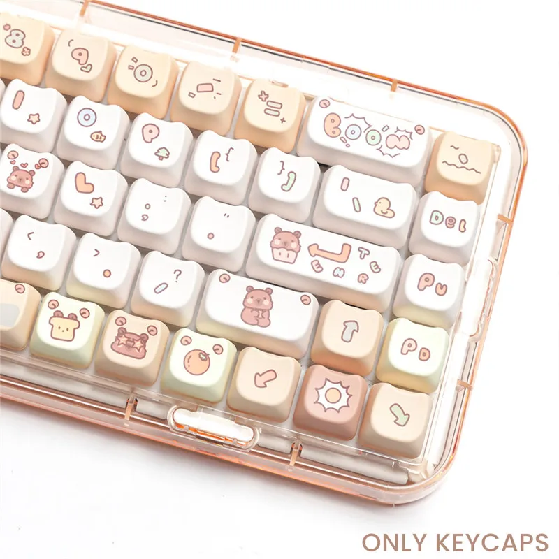 Cute Cartoon Bear Theme Keycap 134 Keys MAO Height PBT Dye Sublimation Key Caps for 61/84/75/104 Keys Mechanical Keyboard