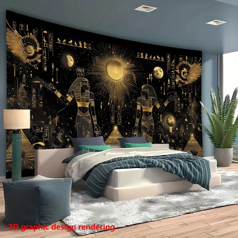 Egyptian Pharaoh Pyramid Constellation Mural Tapestry Wall Art Boho Chic Astrology Room Decor
