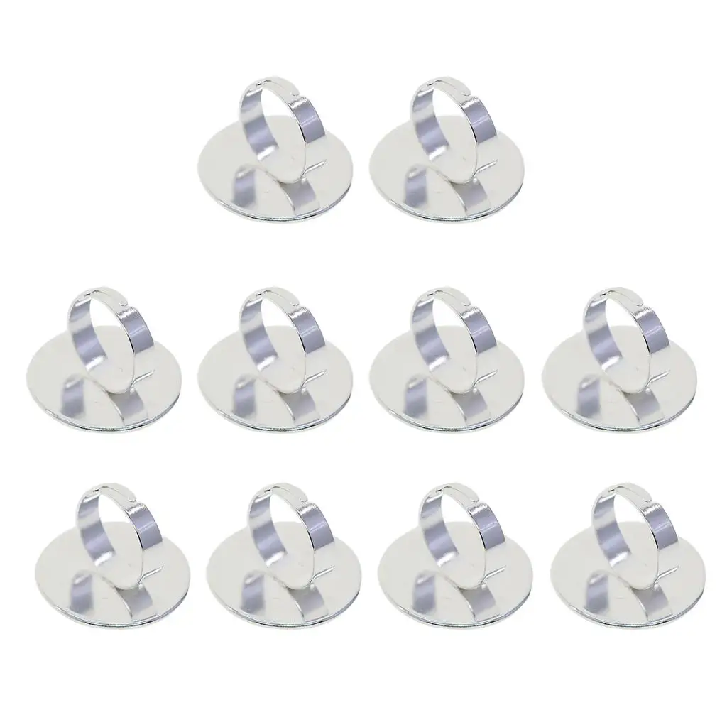 

10 Pieces 25mm Adjustable Rings Base Blank Settings Round Pad Bezel Perfect for Cabochons