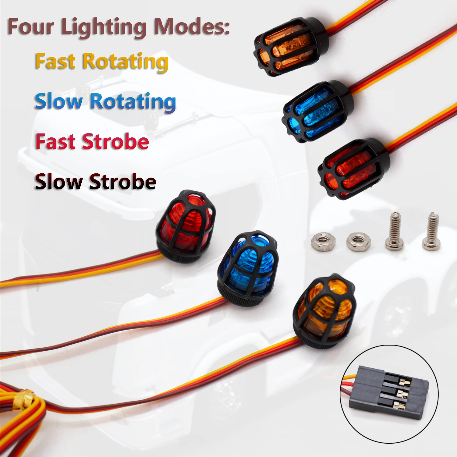 360 Degree Multi-function LED Engineering Light With Fast/Slow Strobe for 1/14 1/10 Tamiya RC Excavator Truck Trailer model Cars
