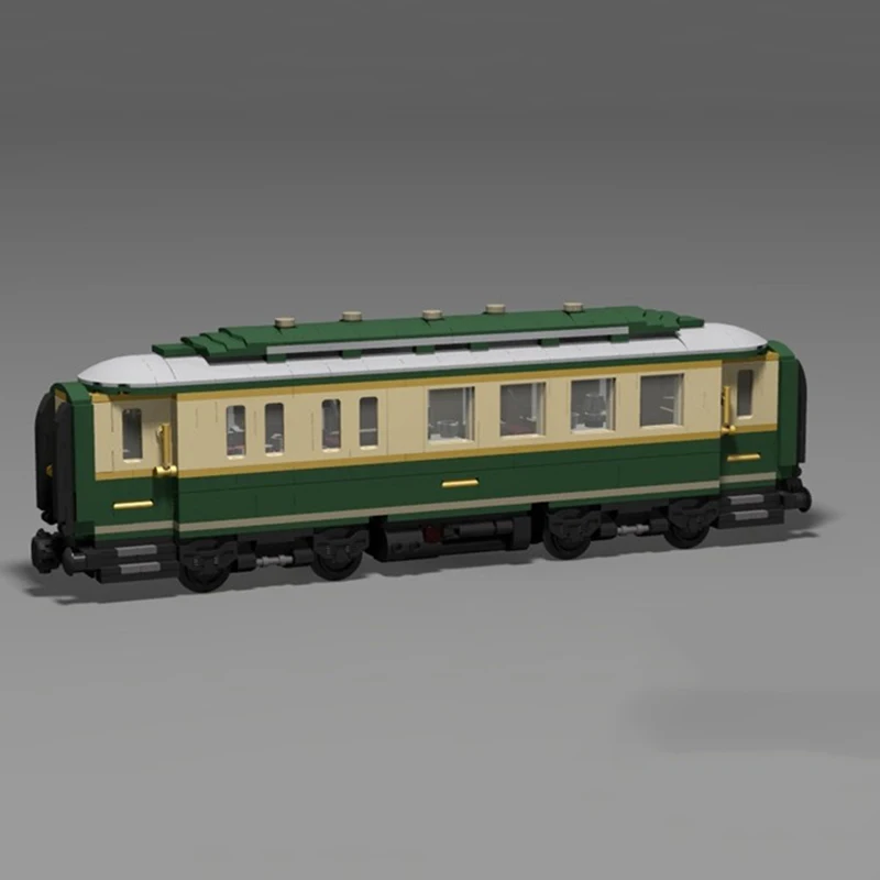 Railway Train Model Moc Building Bricks 5 Carriage Set Model Building Technology City Street View Model Blocks Construstion Toy