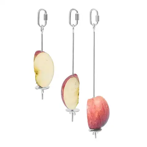 Stainless Steel Bird Foraging Skewer Enriches Diet & Encourages Natural Behavior Fruit/Vegetable Holder for Parrots, Parakeets