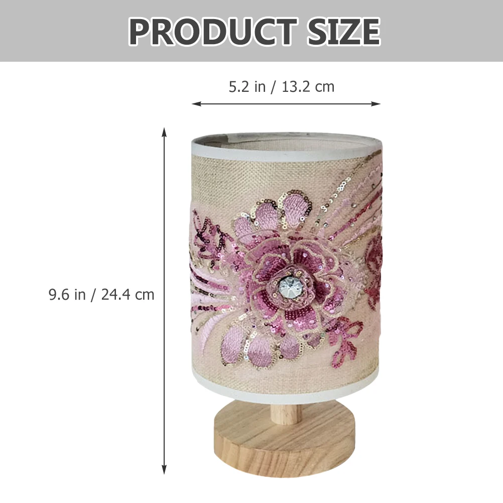 Fabric Flower Lamp Bedroom Light Nightst Cloth Small 3D Design Table Light LED USB Plug Wood Decor