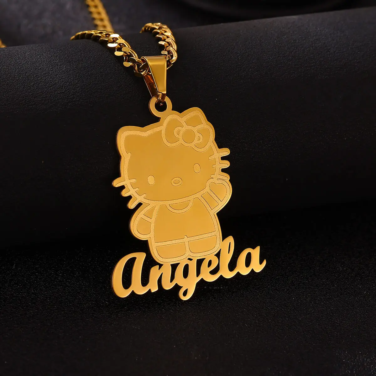 Custom Any Sanrio Cartoon Character Name Necklaces Nameplate Jewelry Stainless Steel Personalised Label Logo Letter Necklace BFF