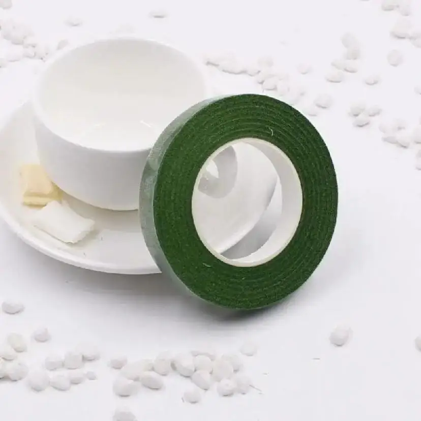 1 جهاز كمبيوتر شخصي 12mm ذاتية اللاصق الأخضر وشي الشريط زهرة جذع لعلاد DIY الحرف الزهور الحريرية الاصطناعية