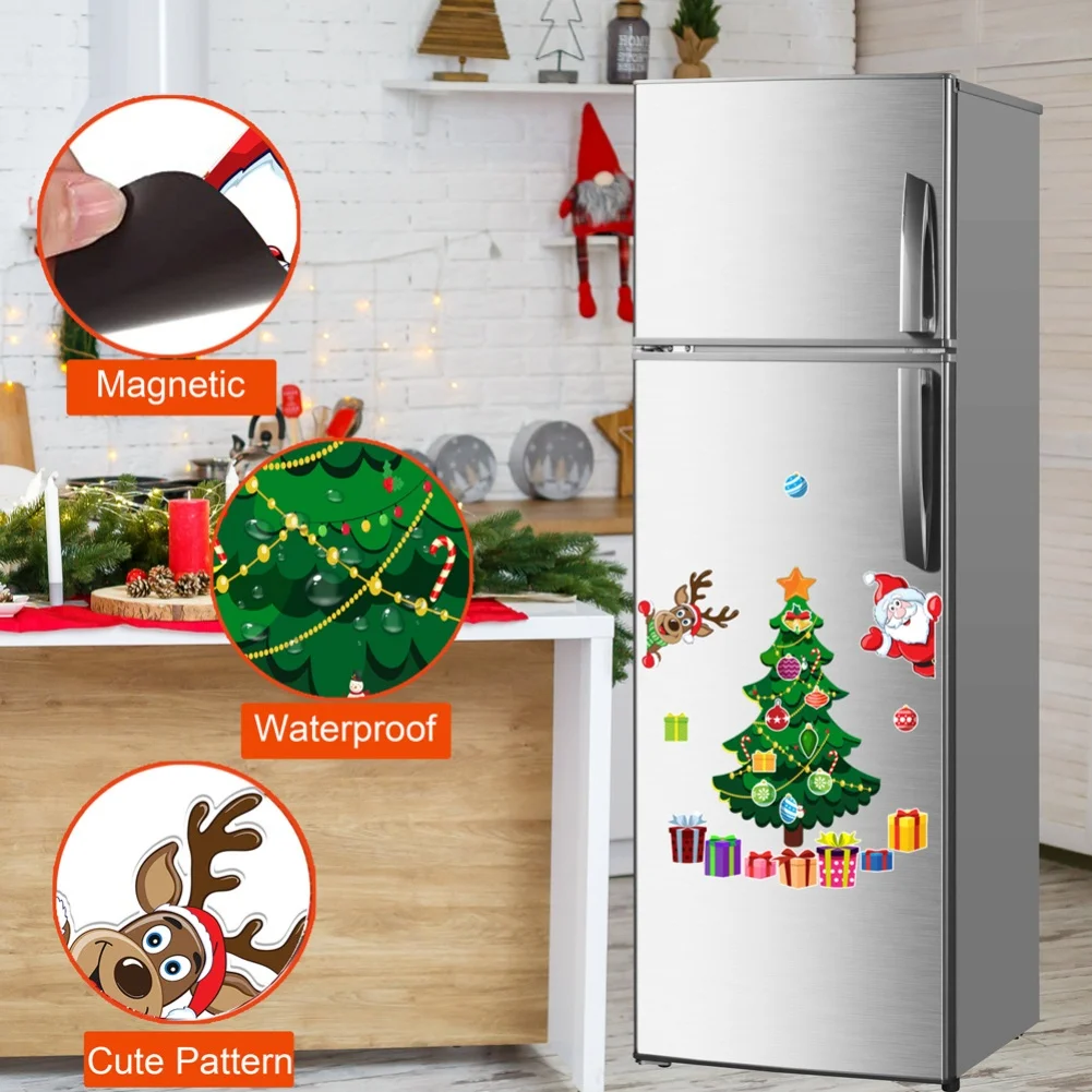 Christmas Holiday Magnetic Stickers for Metal Surfaces Including Fridge Door Mailbox and Car with Magnetic Backing