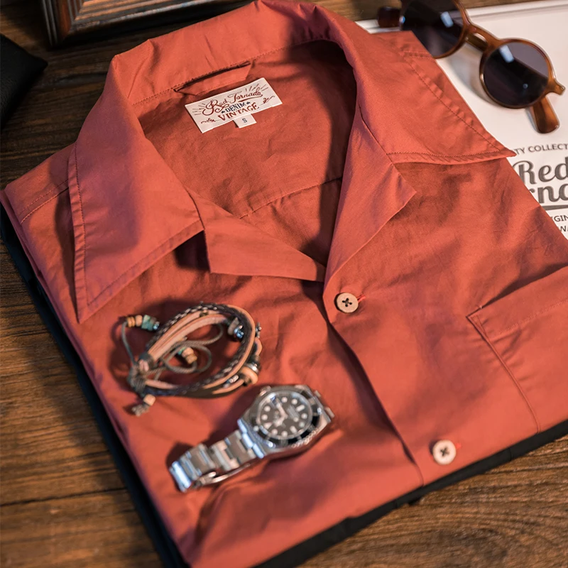 

New Arrival Short Sleeved Shirt Men's Loose Cotton Summer Japanese Cuban Collar Vintage Shirt