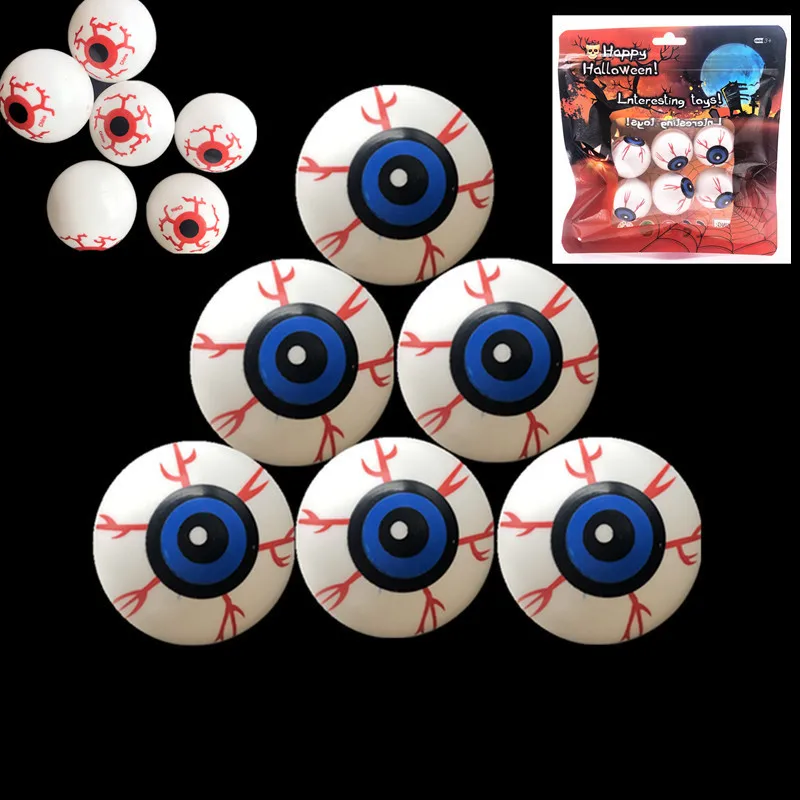 6pcs Simulation Eyeballs Halloween  Artificial Horror Scary Bouncing Eye Balls Kids Trick Treat Prank Terror Props Decoration