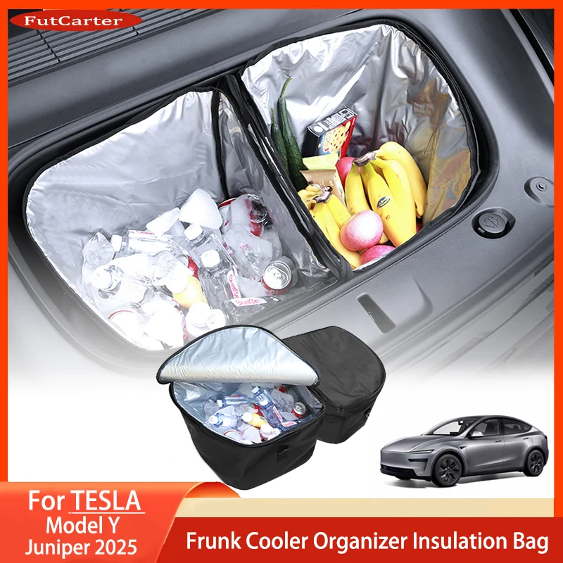 

For Tesla ModelY Juniper 2025 Cooler Insulation Storage Organizers Bag Front Trunk Outdoor Picnic Insulated Cooler Bag Accessory