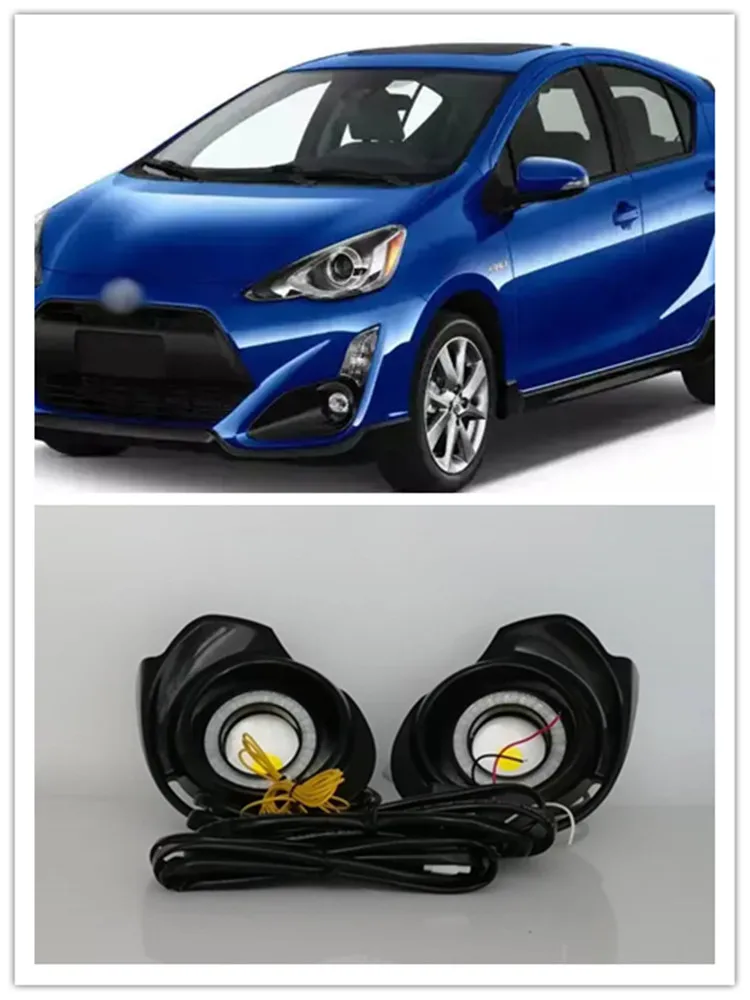 

Светодиодные противотуманные фары в сборе для Toyota Prius C Aqua 2015 2016 2017, передний бампер, противотуманные фары, сменные аксессуары для дневного света «ангельский глаз»