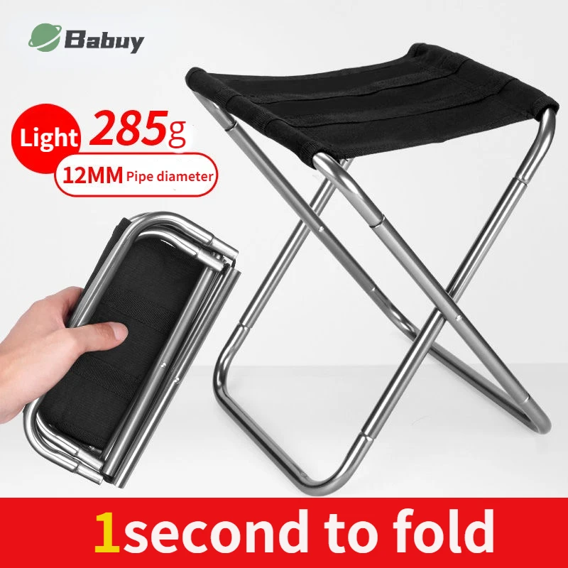 Folding Stool Chair Outdoor  Beach Fishing Camping Hiking  Portable Convenient Practical  Aluminum Alloy Stable Light Quality