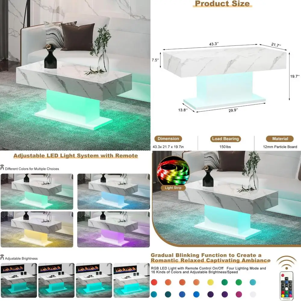 

Modern Rectangular High Gloss Wooden Coffee Table for Living Room with 16 Color Options