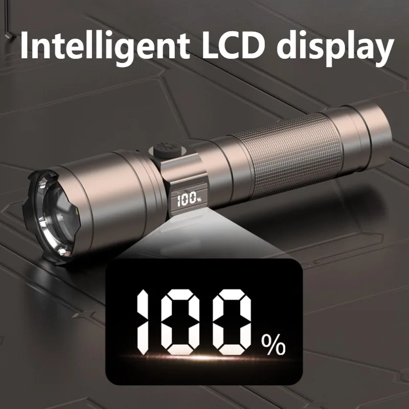 عالية الطاقة LED الأبيض مصباح يدوي ليزر USB قابلة للشحن شاشة ديجيتال زوومابلي الشعلة في الهواء الطلق مقاوم للماء فانوس الصيد مصباح #3