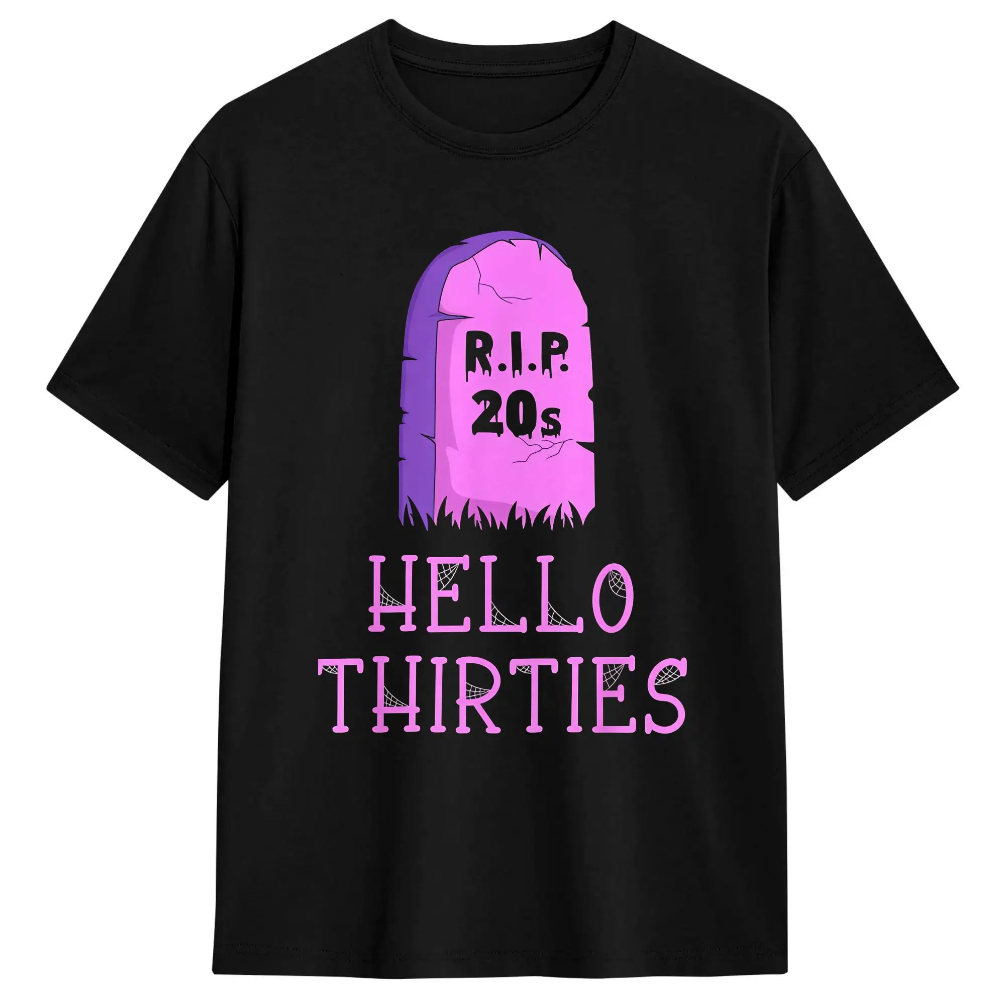 Hello Thirties Kawaii 30th Gothic Birthday RIP 20s Tombstone 100% Cotton T Shirt For Man Summer  Aesthetic T-Shirts O-Neck