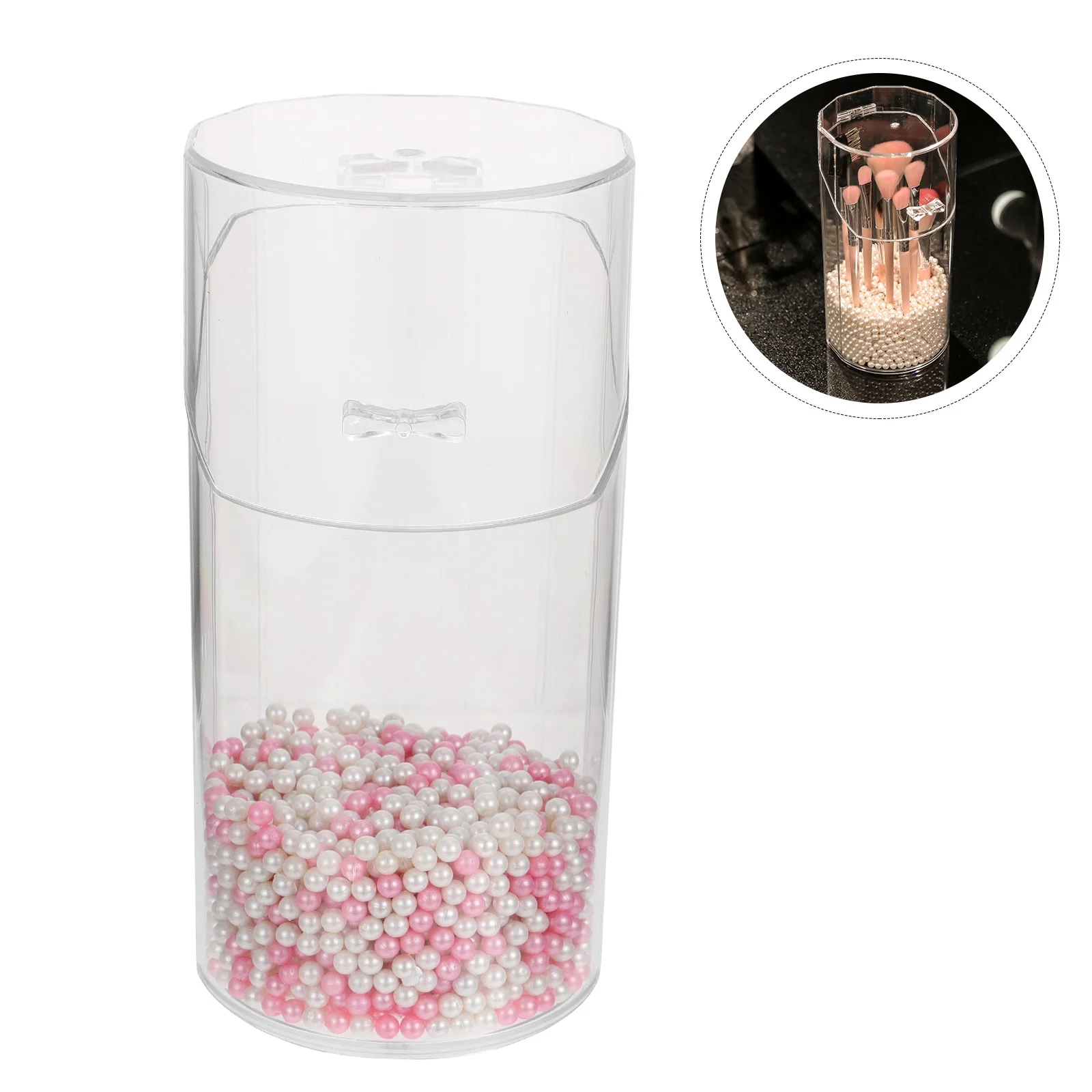 パール付きメイクブラシボックス、ブラシ、リップスティック、スポンジ、ファンデーション、アイシャドウ、パウダー用収納オーガナイザー