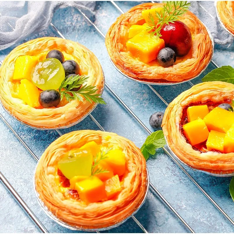 100/200 قطعة أكواب من رقائق الألومنيوم للاستعمال مرة واحدة قالب تورتة البيض مقالي فطيرة صغيرة أكواب خبز دائرية أدوات المخابز كعكة كيشي