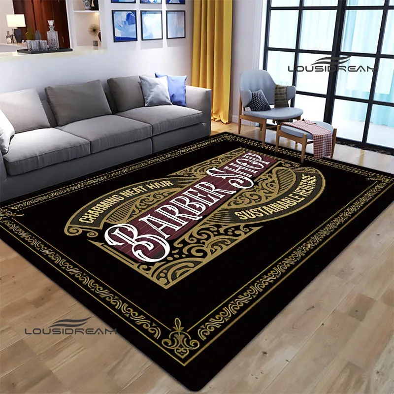 Barbershop logo retro custom carpet non -slip carpet living room bedroom carpet photography props yoga mats birthday gifts