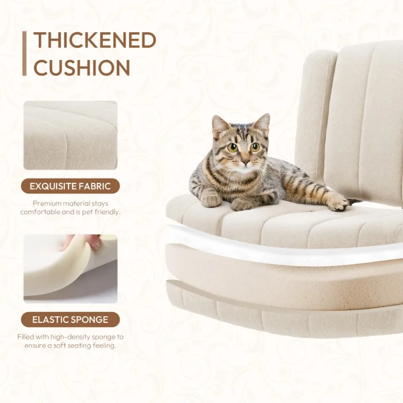 WhiteVigosit كرسي مكتب منزلي قماش متقاطع كرسي مكتب دوار قابل للتعديل ارتفاع عجلة كرسي الكمبيوتر لألعاب العمل والدراسة #4