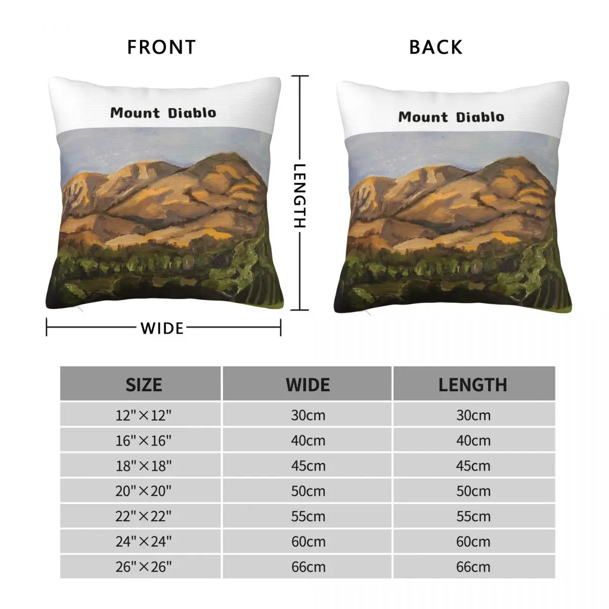 Mount Diablo Pillowcase Polyester Linen Velvet Printed Zip Decor Throw Pillow Case Home Cushion Case