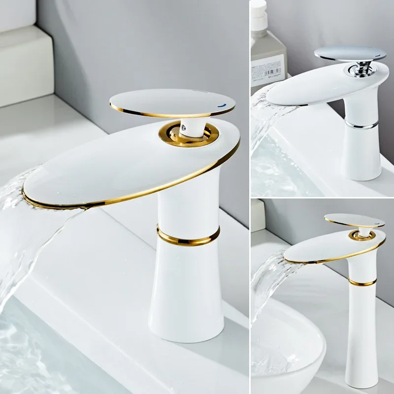 Light luxury creative waterfall washbasin faucet, hot and cold hand wash toilet bathroom cabinet washbasin faucet,