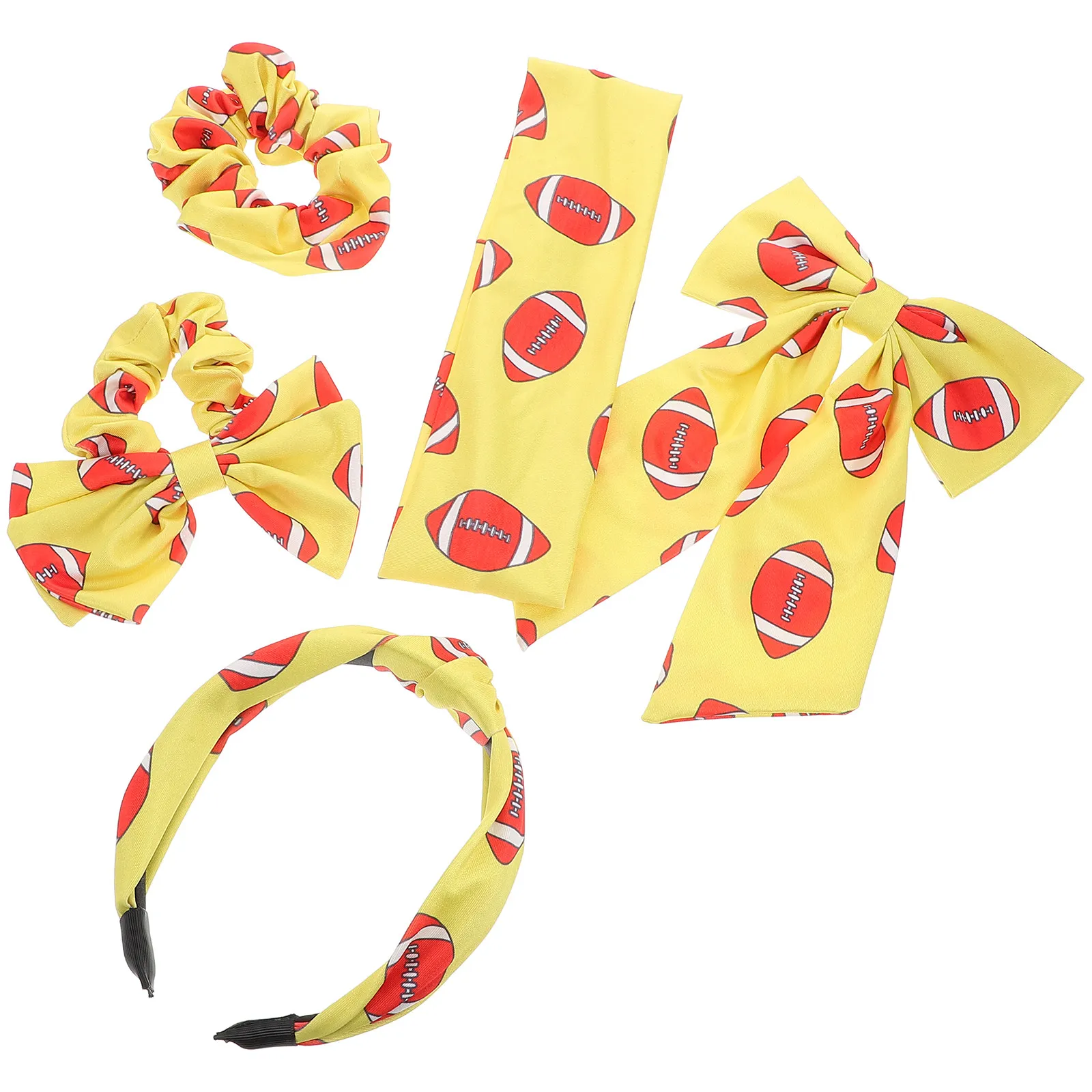 

5 Pcs Baseball Hair Accessories Football Hairband Ties for Women Bow Clips Cheer Headband