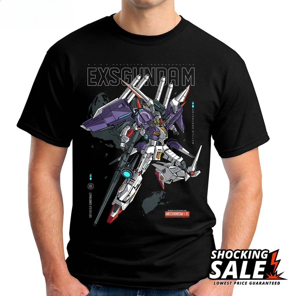 

Summer Oversized New Arrival T-Shirt GUNDAM EXS Custom Design Black SIZE Vest Uninhibited Streets Literary and Fresh
