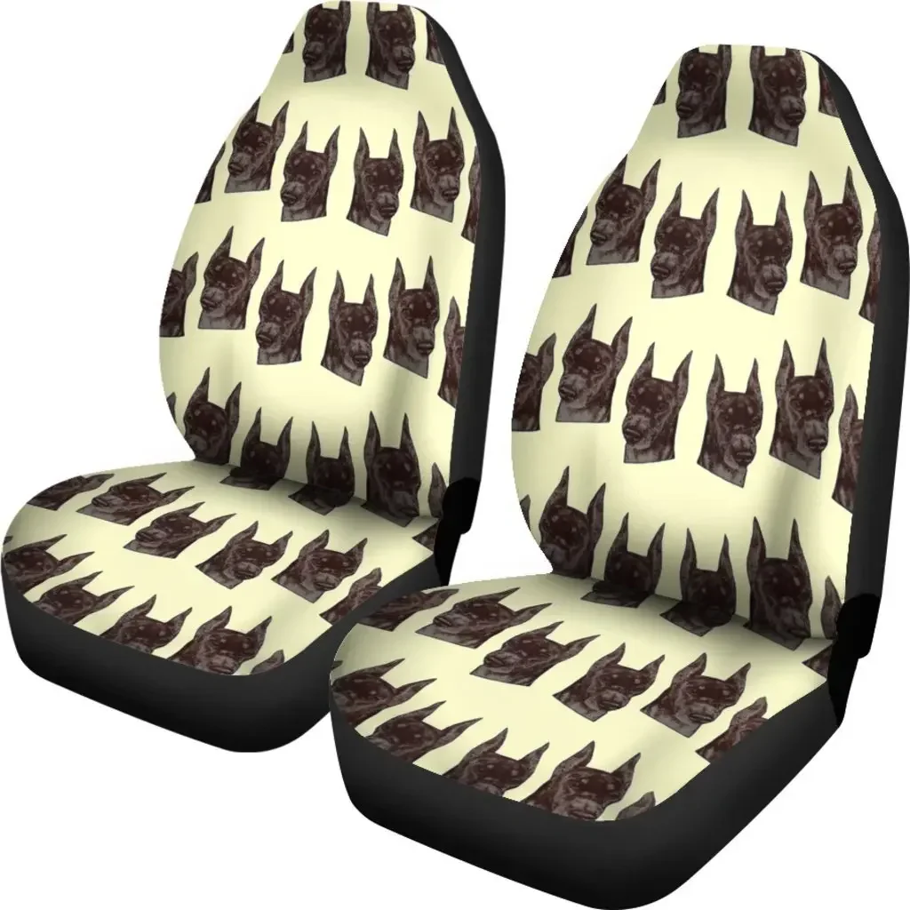 Doberman Pinscher Dog Pattern Print Car Seat Covers Set 2 Pc, Car Accessories Seat Cover