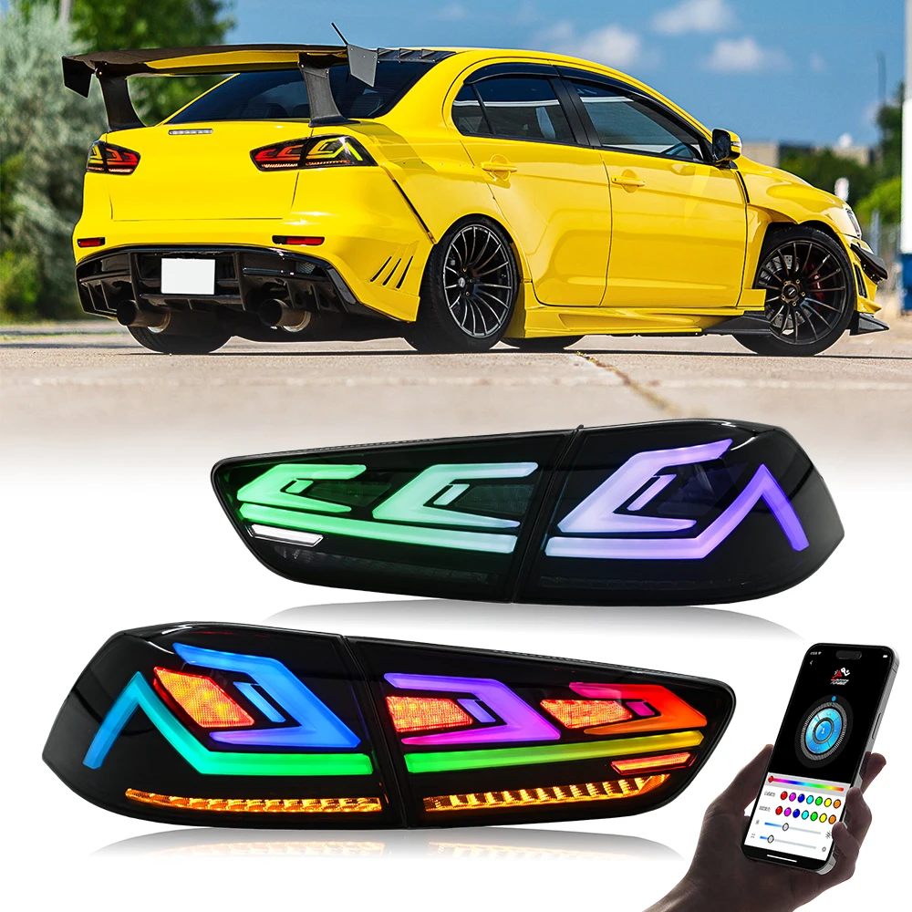

Высокое качество, 1 пара задних фонарей в сборе для Mitsubishi Lancer 2008-2018 RGB, задний противотуманный стоп-сигнал, задний фонарь
