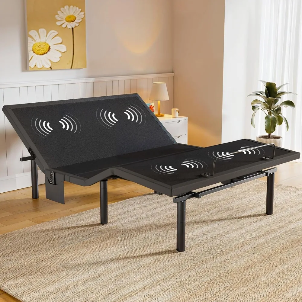 

"amada queen size adjustable bed with massage, wireless remote, led night light, and usb ports"