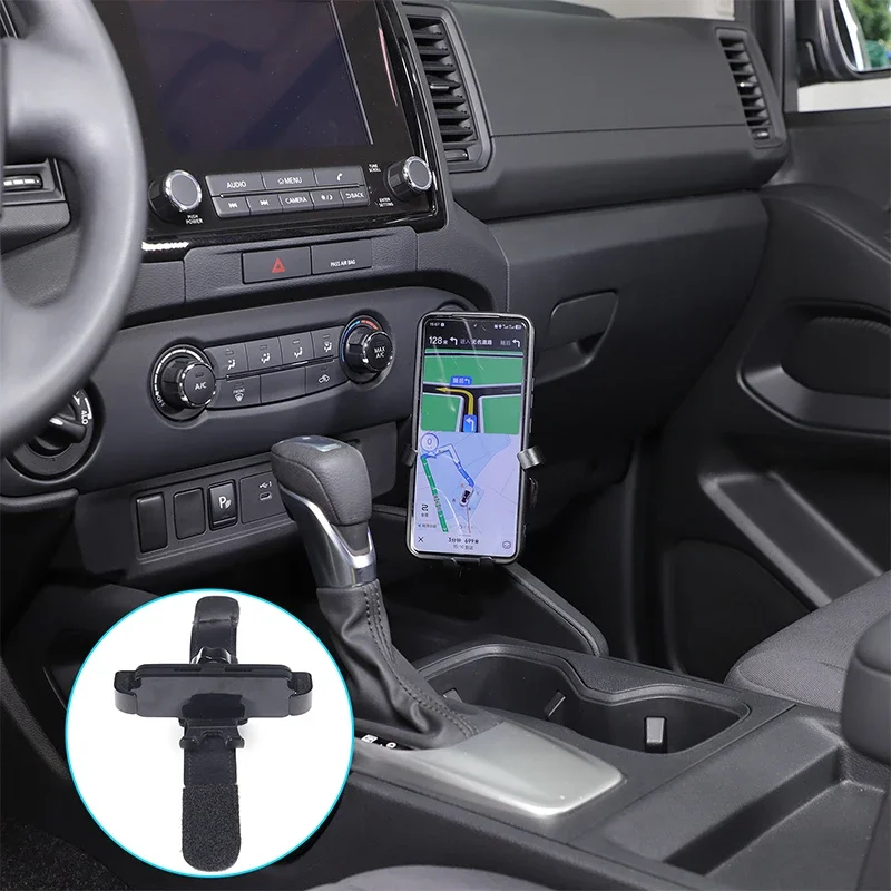 

For Nissan Frontier 2022-2025+ ABS Black Car styling Car Central Control Handle Mobile Stand Car Interior Modified Accessories