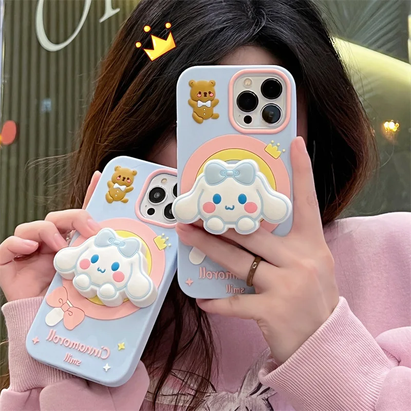 

Cute Cinnamoroll Telescopic Stand for iPhone 15 12 Suitable for 13/14 Pro Max Phone Case 11 Holiday Gift