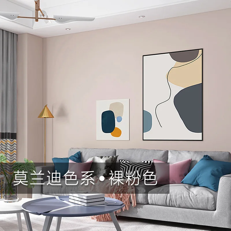 Morandi Color Solid Dirty Pink Long Fiber Non Woven Wallpaper for Bedroom Living Room Background Wall Nordic Style Plain Gray Wa