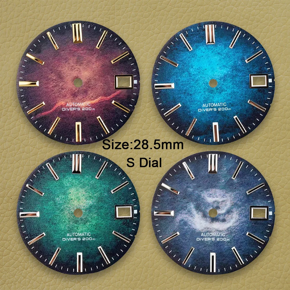 

New Styles 28.5mm S Logo Gradient matte Dial Fit NH35/NH36 Movement No Luminous High Quality Watch Modification Accessories