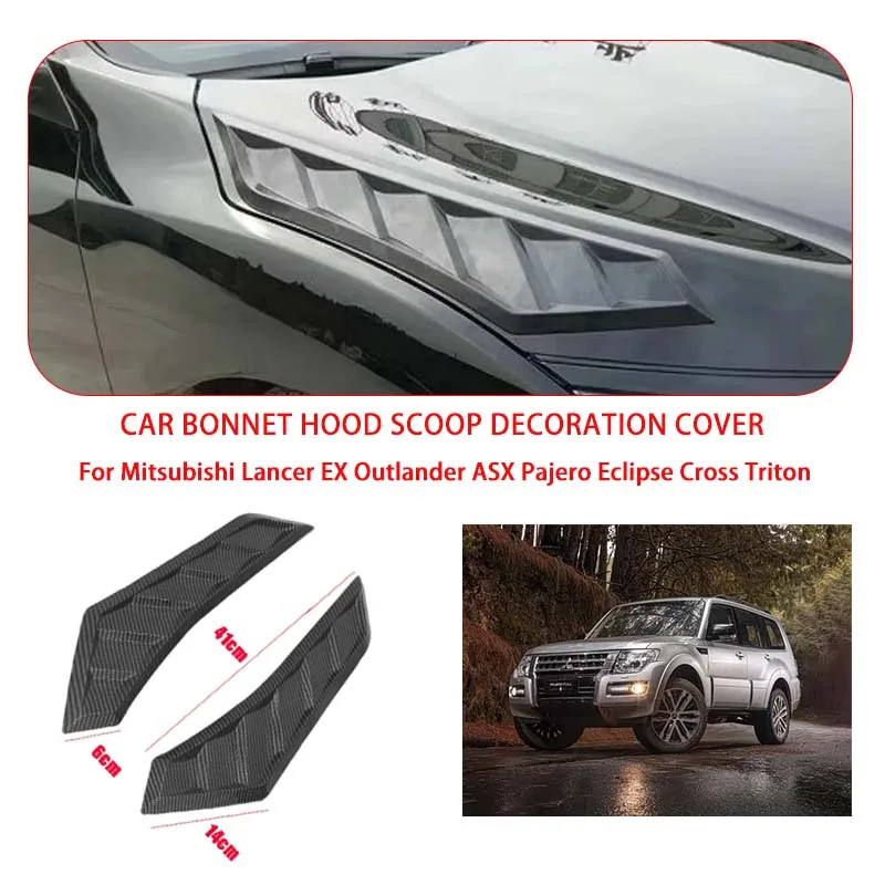 2 Pcs Gloss Black For Mitsubishi Hood Vents Bonnet Cover Rubber Front Bonnet Vent car decorations