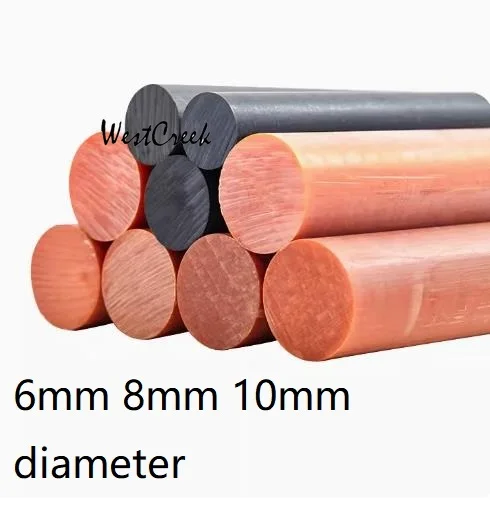 WESTCREEK 8mm 10mm diameter orange bakelite rod black insulation Phenolic composition bar PF Phenol-formaldehyde resin stick