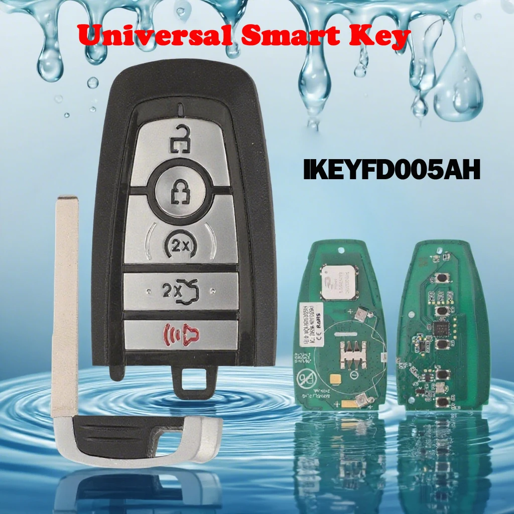 

Универсальный смарт-ключ jingyuqin 868/902 МГц FD005AH IKEYFD005AH для Autel Smart Key, для KM100, IM508, IM608, KM100E, 5 кнопок