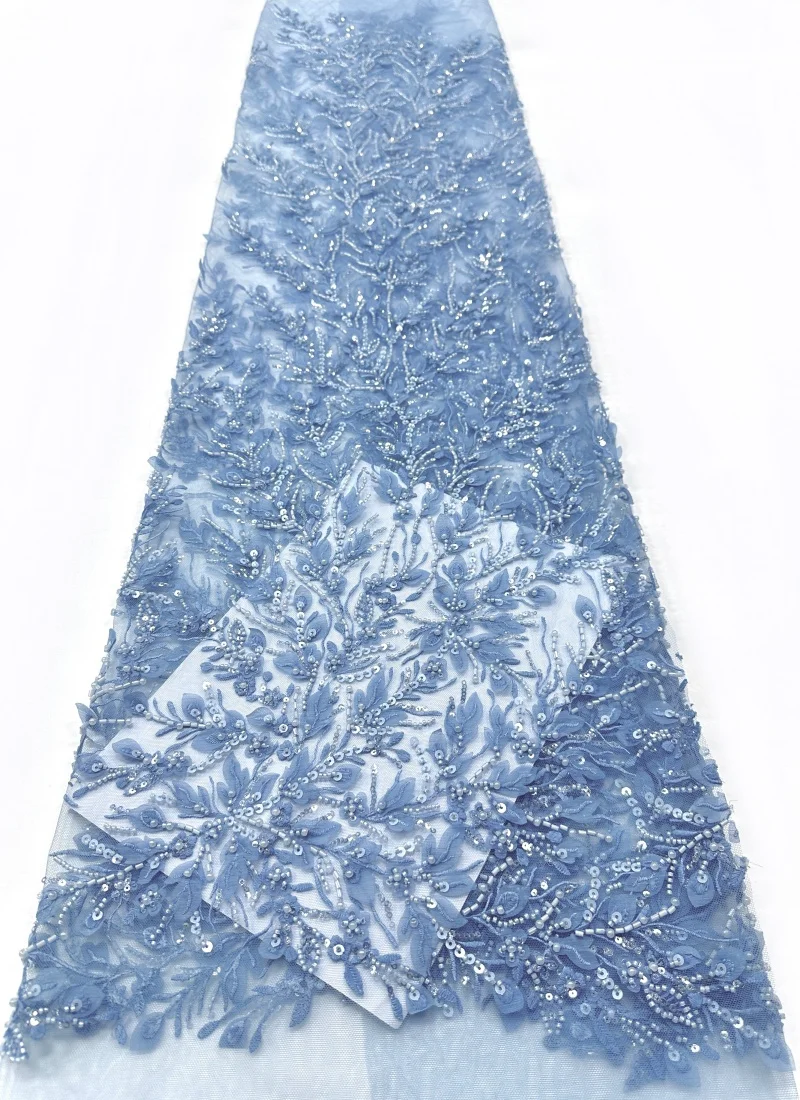 

Luxury African Beaded 2026 High Quality Nigerian Sequins With Pearl Lace French Tulle Lace Fabric For Party Dress Sewing