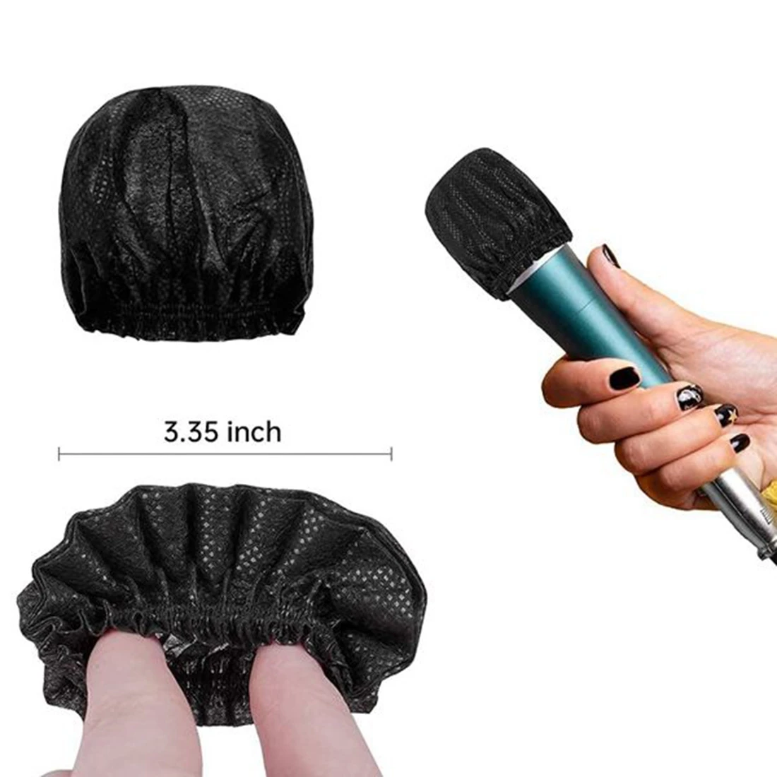 400Pieces Microphone Sanitary Cover Disposable Non Woven Handheld Mic Windshield Protective Cover for KTV Karaoke Studio