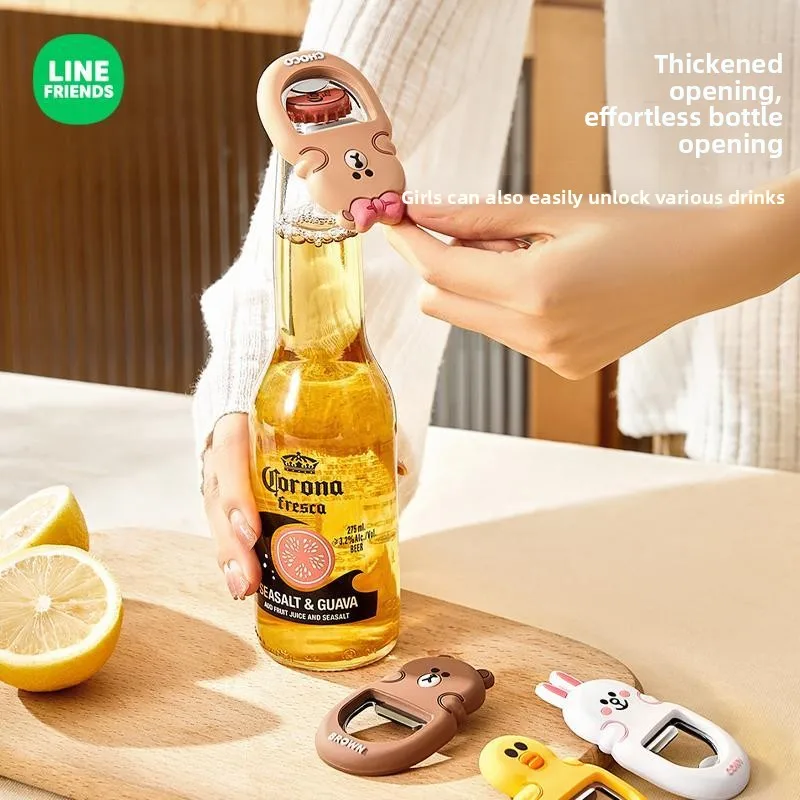 LINE FRIENDS Brown anime cartoon cute magnetic fridge sticker kawaii home portable beer bottle opener gift wholesale