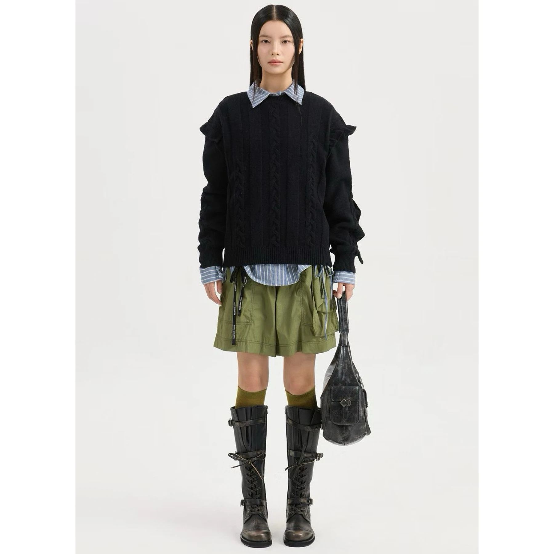 

Lemon Cheese round Ne Loose Knitted Top Tee Colors Faionable Agel Button Flower All-Match Autumn Collection