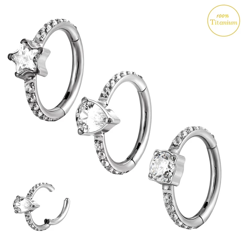 

G23 Titanium Earrings 16G Conjoined Series Zircon Hight Segment Hoop Open Small Septum Piercing Nose Ring Helix Piercing Jewelry