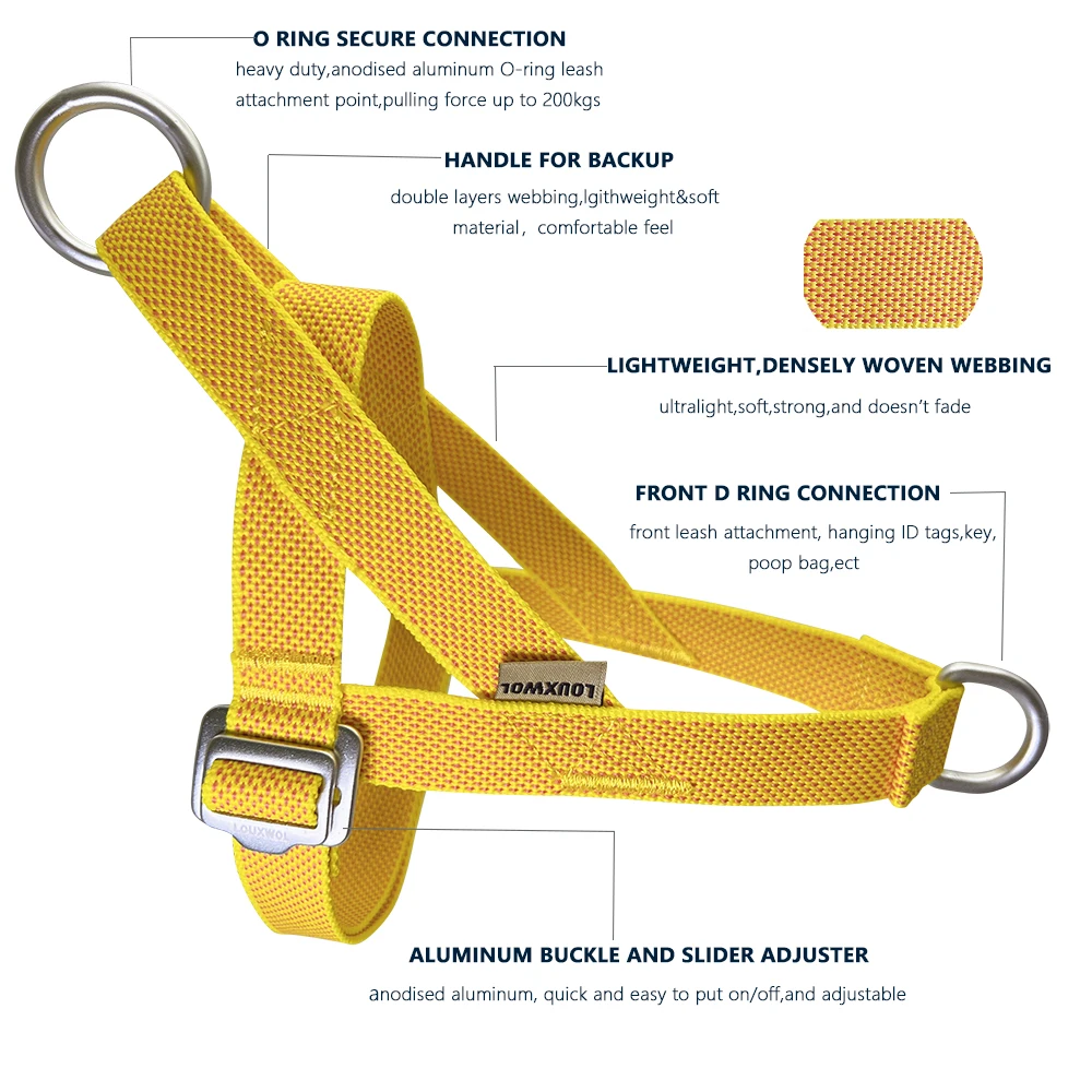 Soft Ultralight Dog Harness No Pull Dog Harness Easy for Training Walking Quick Fit Vest Harness for  Dogs Escape Proof Yellow